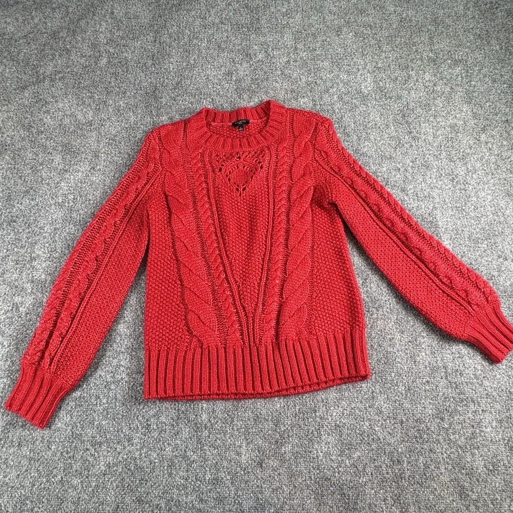 Talbots Sweater Women SP Red‎ Chunky Cable Knit Cottagecore Preppy Classic Cozy